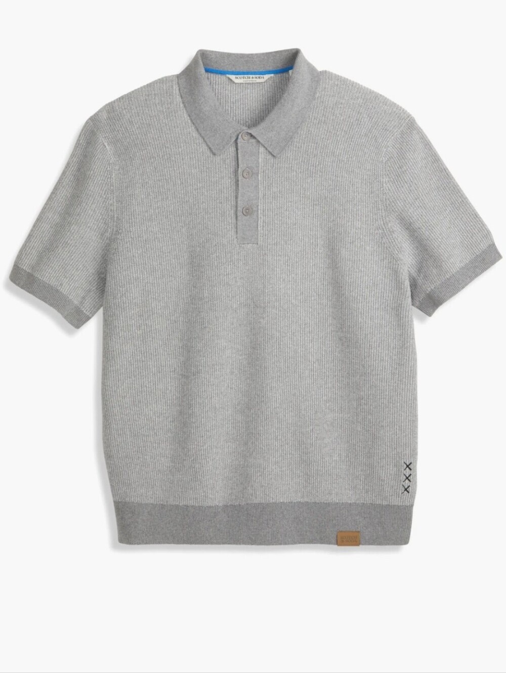 Scotch & Soda Mens Gray Recycled Cotton Blend Polo Sweater Large New